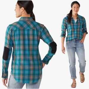 KAVU Flannel with Elbow Patches NWT Size Large